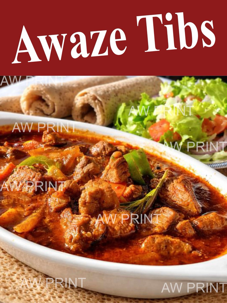 Ethiopian Restaurant Poster Awaze Tibs 18inx24in