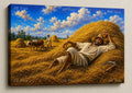 Hard working Farmer resting in the golden Fields Canvas Print