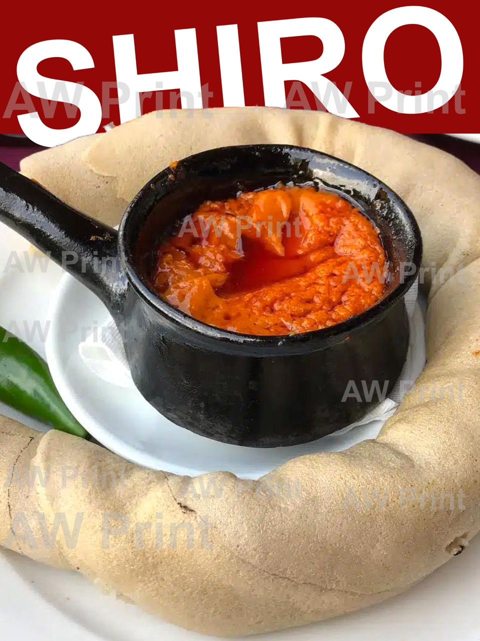 Shiro Vinyl Decal Window Sticker for Ethiopian Restaurant and Food Truck  (24" x 18")