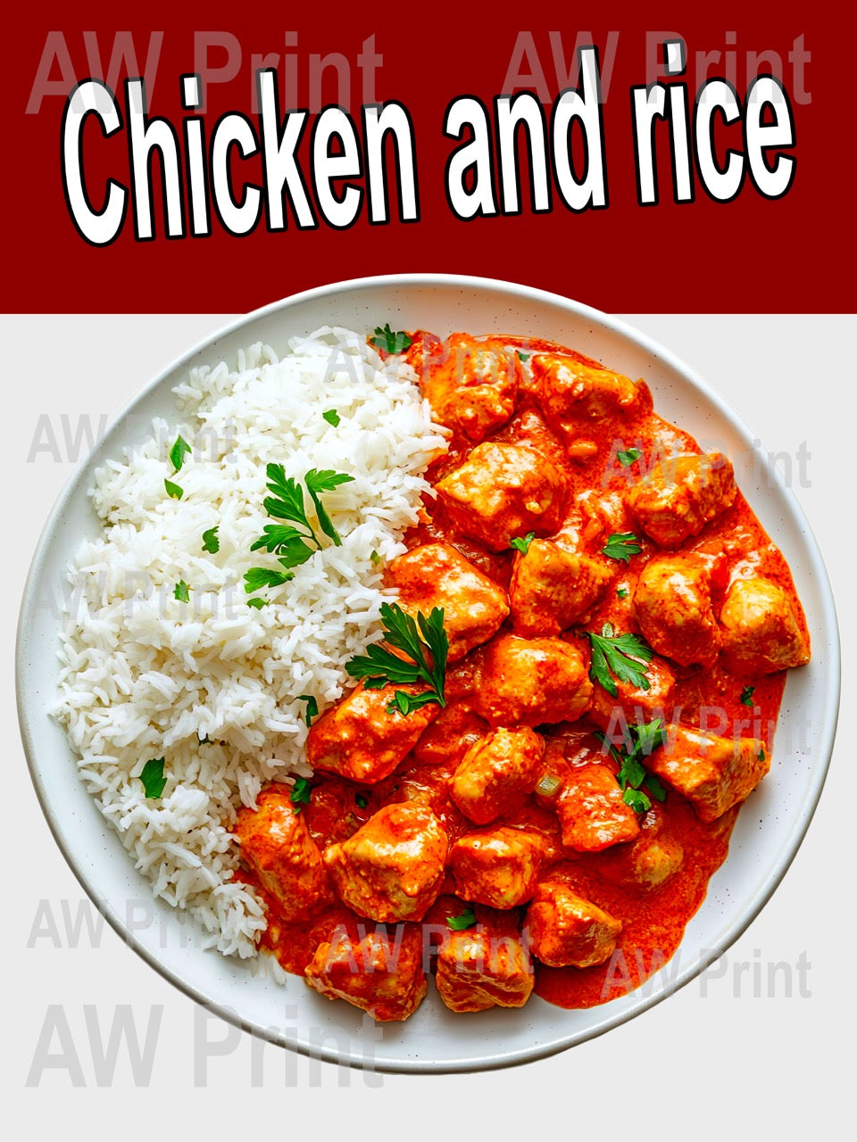 Chicken With Rice Vinyl Decal Window Sticker for Ethiopian Restaurant and Food Truck  (24" x 18")