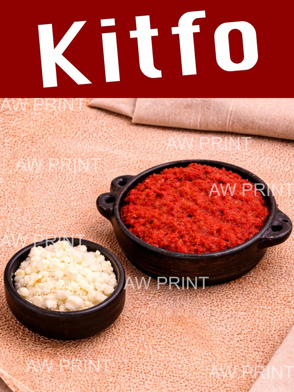 Ethiopian Restaurant Window Poster Kitfo 18 in x 24in