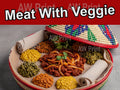 Meat with Veggie Vinyl Decal Window Sticker for Ethiopian Restaurant and Food Truck  (24" x 18")