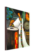 Ethiopian lady baking Injera in vibrant traditional clothing. 20x30 Canvas ART