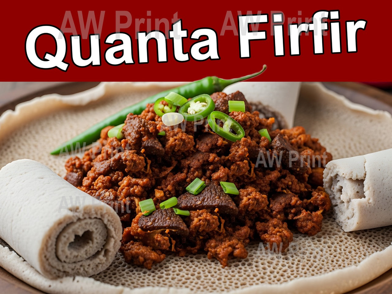 Quanta Firfir Vinyl Decal Window Sticker for Ethiopian Restaurant and Food Truck  (24" x 18")