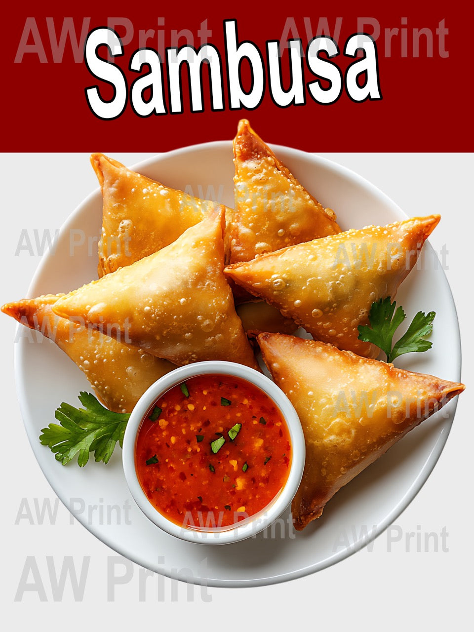 Sambusa Vinyl Decal Window Sticker for Ethiopian Restaurant and Food Truck  (24" x 18")